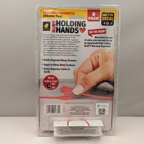 Ruby Holding Hands 8 Pack | Reusable Magnetic Silicone Ties R1-2123 ASOTV | NEW - Picture 2 of 4